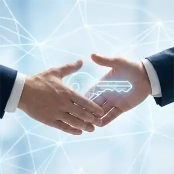 Symbolic image of handing over digital access keys