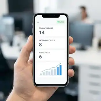 Mobile phone screen showing a simple dashboard